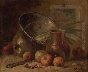 "kuchen-stillleben Mit Apfeln Und Kupfergefasen" by P. Gardon