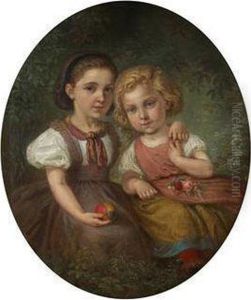 A Portrait Of Two Girls by Antonin Gareis