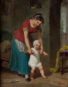 Mutter Mit Kleinkind In Einem Interieur by Antonin Jan Gareis