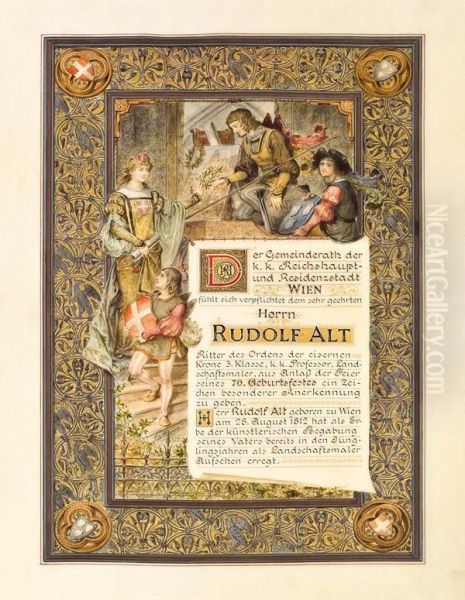 Ehrenurkunde Fur Rudolf Von Alt Wien - view 1