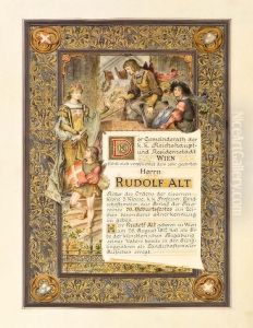 Ehrenurkunde Fur Rudolf Von Alt Wien by Fritz Gareis