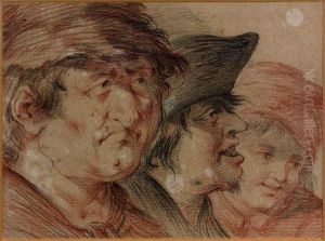 Portrait De Trois Hommes by Jan-Anton Garemyn