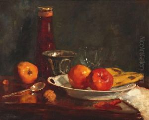 Stilleven Met Glazen En Fruit Op Een Witte Schotel by Salomon Garf