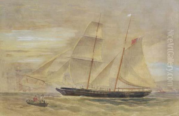 Schooner In Full Sail, Leaving Sydney Harbour - view 1