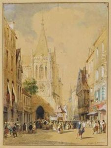 Procession Dans Une Rue Normande by Hippolyte Garneray