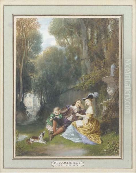 Elegant Figures In A Garden - view 1