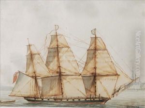 A Clipper In Full Sail Off The Coast by Jean-Francois Garneray