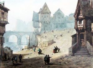 Medieval Town Scene by Etienne-Barthelemy Garnier