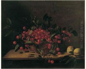 Nature Morte Au Panier De Cerises Et Peches Sur Un
Entablement by Francois Garnier