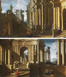 Prospettiva Architettonica Con Figure by Pietro Francesco Garola