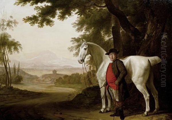 A Grey Held By Its Owner In A Landscape - view 1