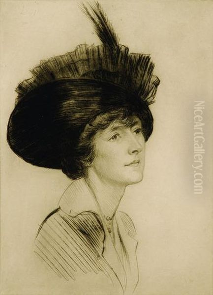 Lady With Feather In Hat - view 1