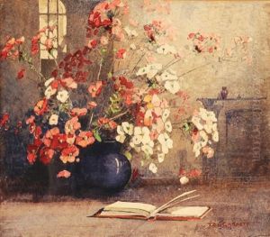 Flowers In Blue Vase by Thomas Balfour Garrett