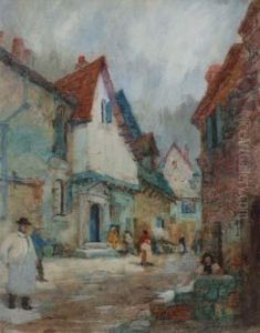 Street Scene With Figures by Oswald Garside