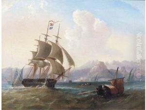 A British Frigate Amidst Native Craft Off Corfu A British Frigate Amidst Native Craft Off Corfu