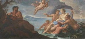 Polifemo E Galatea Polifemo Sorprende Aci E Galatea by Luigi Garzi