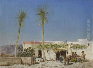 Bauerliches Idyll In Nordafrikanischem (?) Dorf by Giuseppe Garzolini