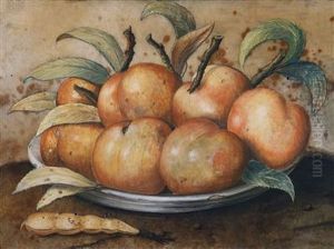 A Still Life With Peaches And Carobpods