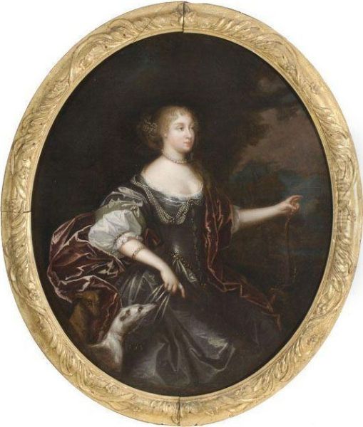 Portrait Of A Lady With Greyhounds - view 1