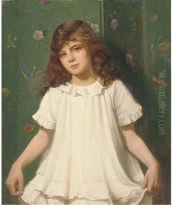 Portrait Of A Girl, Half-length, In A White Dress by Walter Bonner Gash