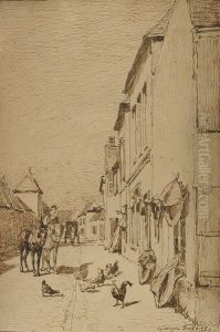 Une Rue A Chailly En Biere by Jean-Baptiste-Georges Gassies