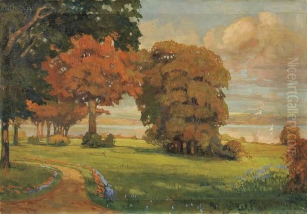 Autumn Landscape By A Lake - view 1