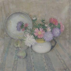 Stilleven Met Bloemen En Schotel by Emiel Gastemans