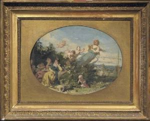 Allegoria Con Sfondo Di Firenze by Annibale Gatti