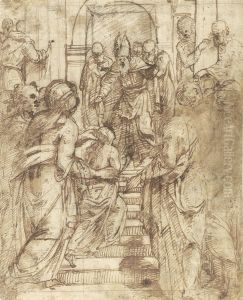 The Presentation Of The Virgin In The Temple by Bernardino Gatti, Il Sojaro
