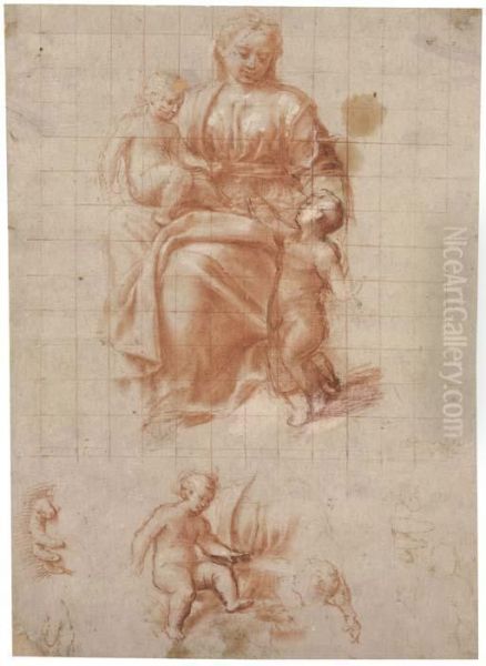 The Madonna And Child With The Infant Baptist, With Subsidiarystudies Of The Infants And Of The Madonna's Hands - view 1