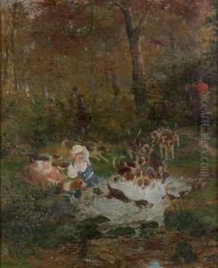 Scene De Chasse by Alphonse Gaudefroy