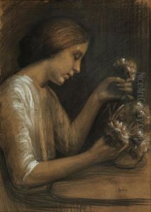 "ragazza Con Fiori" by Pietro Gaudenzi