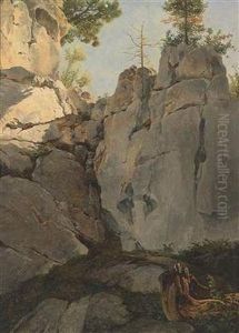 Rocky Valley by Friedrich Gauermann
