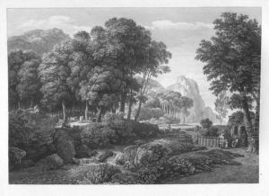 Grose Landschaft Mit Den Beiden Lesenden Philosophen by Jacob Gauermann
