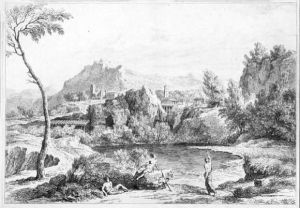 Arkadische Landschaften Nach Gaspard Poussin. by Jacob Gauermann