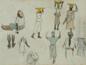 Various Sketches Of Female Figures by Paul Gauguin