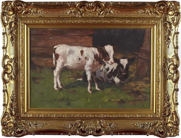 Calves By A Byre - view 1