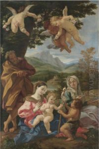 Sacra Famiglia Con San Giovannino E Sant'anna by Giovanni Battista (Baciccio) Gaulli