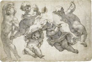 Five Putti, Bearing Ecclesiastical