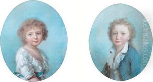 1 - "portrait De Jeune Garcon".
< Il Est Represente A Mi-corps Tourne Vers La Gauche, Le Visage De
Trois Quarts Regardant Le Spectateur ; Ses Cheveux Blonds Boucles
Pendent Sur La Nuque. Il Est Vetu D'un Habit Bleu Ouvert Sur Un
Gilet De Soie Blanc - view 1