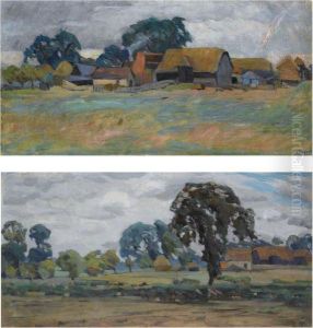 The Old Farm (england); A Grey Day (england) by Alexandre Fedorovich Gaush