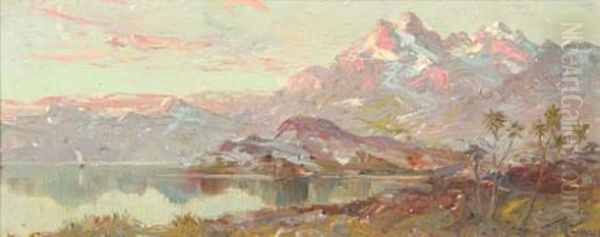 Mountain And Lake With Cabbagetrees - view 1