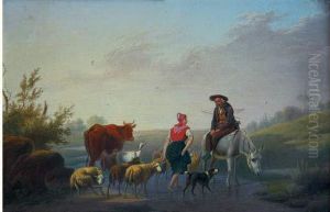 Bergers Dans Un Paysage by Charles Gabriel Gauthier