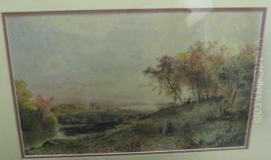 Autumn Landscape At Sunset by Louis Adolphe Gautier