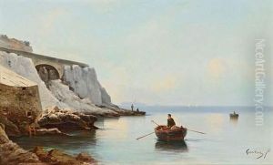 Pecheur En Bord De Mer. by Louis Francois Gautier