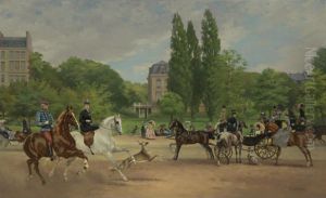 An Afternoon On L'allee Du Bois Paris by Pierre Gavarni