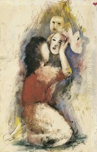 Madchen Mit Maske by Oskar Gawell