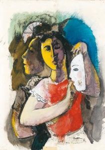 Madchen Mit Maske by Oskar Gawell