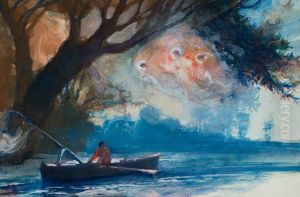 Objawienie Aniolow Rybakowi Nad Rzeka by Antoni Gawinski