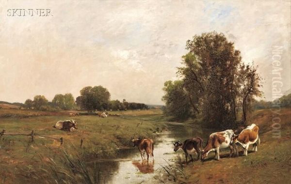 Cows By A Stream - view 1